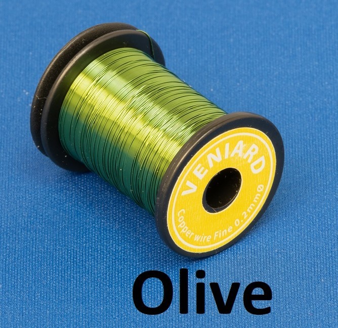 Veniard Coloured Copper Wire Fine 0.2mm Olive Fly Tying Materials